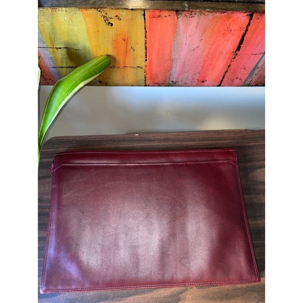 Vintage 80s Monarch Luggage Co Burgundy Slim Portfolio Document Case Bag